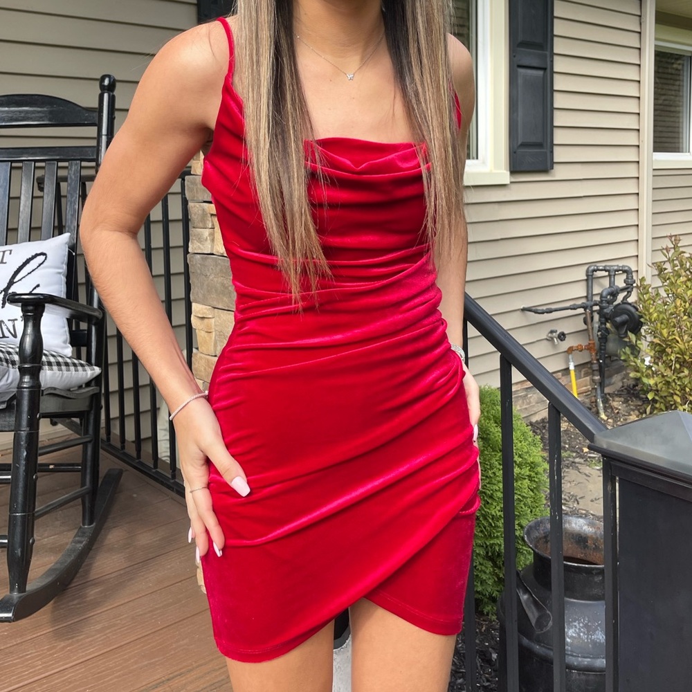 Elegant Red Velvet Dress
